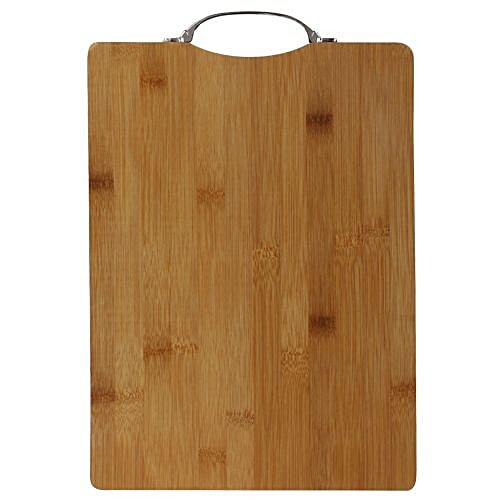 bb home BH 042 Chopping/Cutting Board - Brown, Bamboo Wood, Steel Handle, 36 cm x 26 cm x 2 cm - BH042, 1 pc  