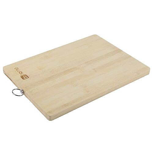 bb home BH 044 Chopping/Cutting Board - Brown, Bamboo Wood, Steel Handle, 34 cm x 24 cm x 1.7 cm, 1 pc  