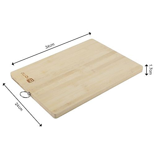 bb home BH 044 Chopping/Cutting Board - Brown, Bamboo Wood, Steel Handle, 34 cm x 24 cm x 1.7 cm, 1 pc  