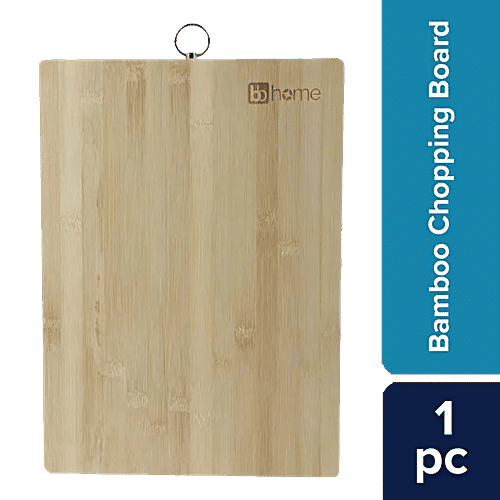 bb home BH 045 Chopping/Cutting Board - Brown, Bamboo Wood, Steel Handle, 36 cm x 26 cm x 1.7 cm - BH045, 1 pc  