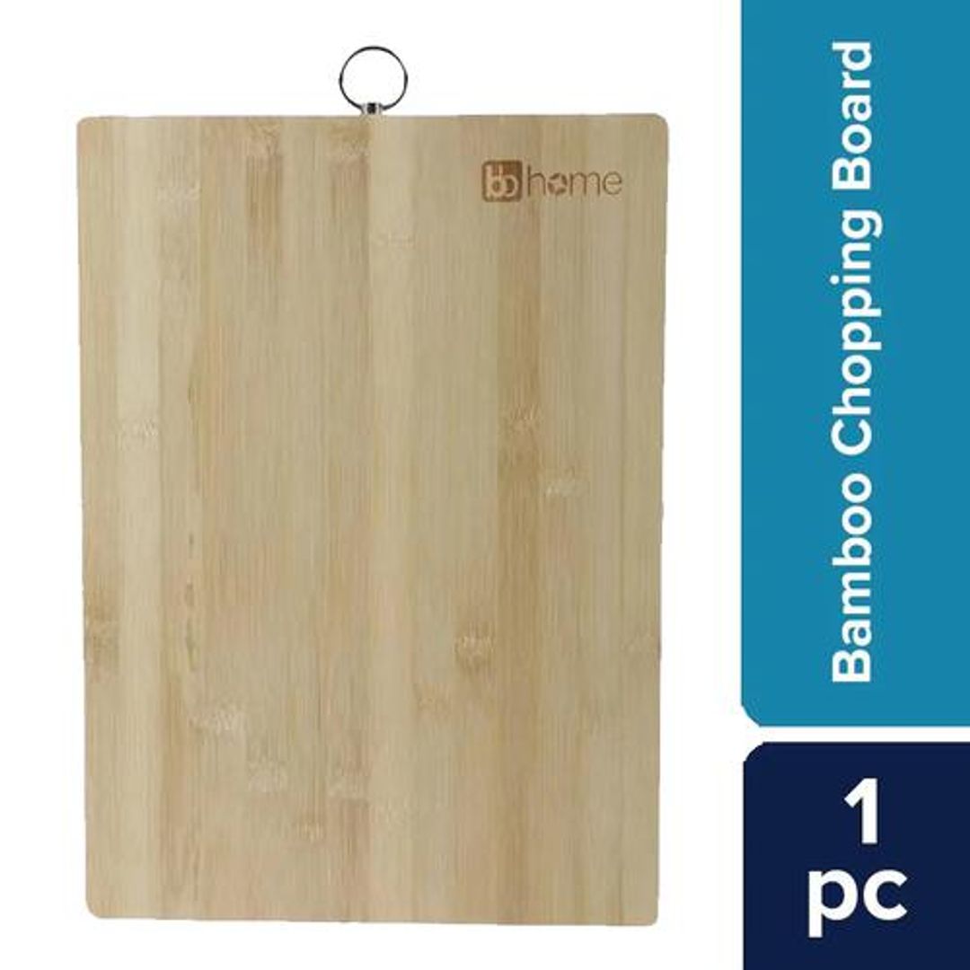 BB Home BH 045 Chopping/Cutting Board - Brown, Bamboo Wood, Steel Handle, 36 cm x 26 cm x 1.7 cm - BH045, 1 pc 