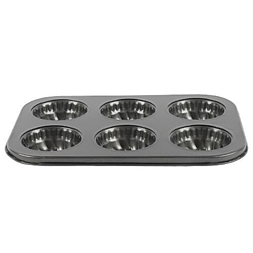 DP Metallic Cupcake/Muffin Mould For Baking - Grey BB631, 1 pc  