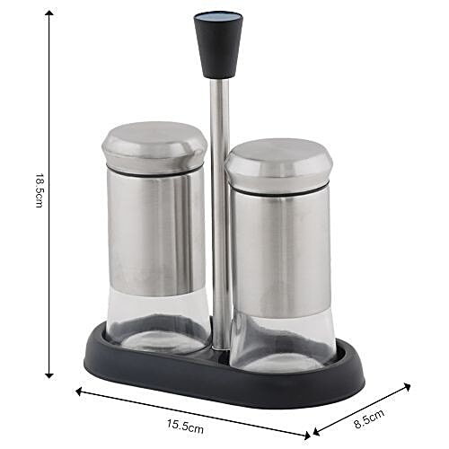 DP Spice/Salt/Pepper Holder With Stainless Steel Cover - Silver, BB 528, 2 pcs  