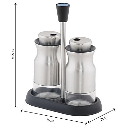 DP Steel Salt & Pepper Holder - Silver, BB 539, 2 pcs  