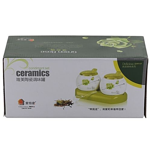 DP Ceramic Condiment Set - Green - Set Of 2 BB 602, 2 pcs  
