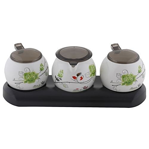 DP Ceramic Condiment Set - Black - Set Of 2 BB 603, 3 pcs  