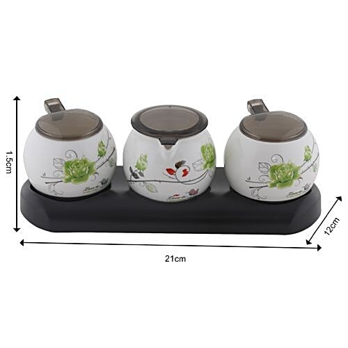 DP Ceramic Condiment Set - Black - Set Of 2 BB 603, 3 pcs  