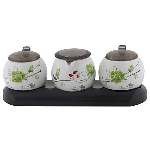 DP Ceramic Condiment Set - Black - Set Of 2 BB 603, 3 pcs  