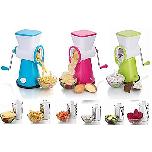 Irich 6 in 1 Multi Vegetable/Fruit Grater & Slicer - Assorted Colour, Interchangeable Blades, 1 pc  
