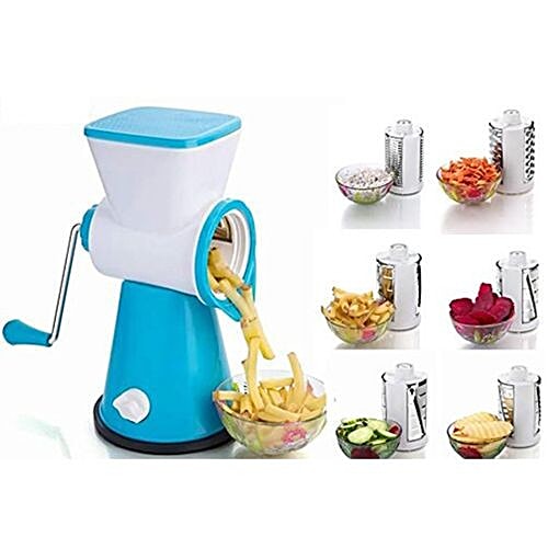 Irich 6 in 1 Multi Vegetable/Fruit Grater & Slicer - Assorted Colour, Interchangeable Blades, 1 pc  