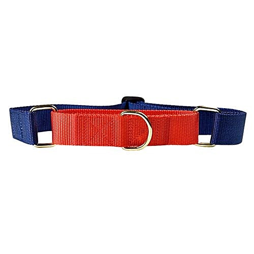 Buy Heads up for tails Dog Collar L, Nylon, Navy Blue + Red