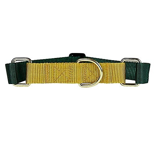 Buy Heads up for tails Dog Collar M, Nylon, Olive Green + Gold Yellow