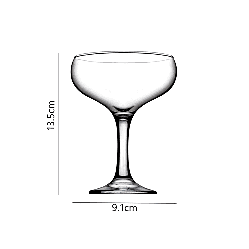 Pasabahce Bistro Stemware Champagne Glass, 270 ml Set of 6 Dishwasher Safe