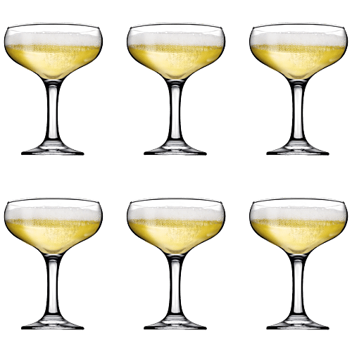 Pasabahce Bistro Stemware Champagne Glass, 270 ml Set of 6 Dishwasher Safe