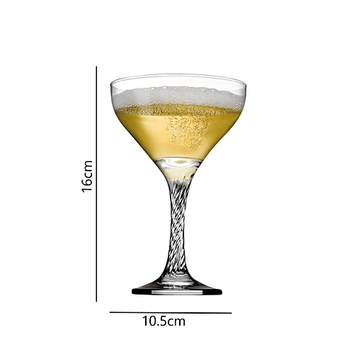 Pasabahce Twist Champange Glass Stemware - Twist Bo, 280 ml Set of 6 Dishwasher Safe