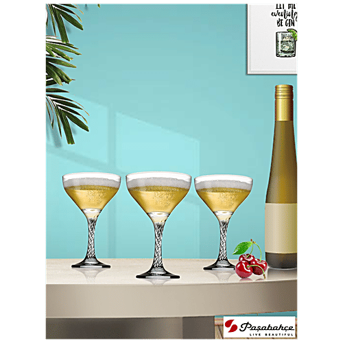 Pasabahce Twist Champange Glass Stemware - Twist Bo, 280 ml Set of 6 Dishwasher Safe