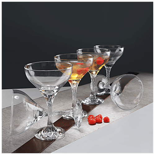 Pasabahce Twist Champange Glass Stemware - Twist Bo, 280 ml Set of 6 Dishwasher Safe