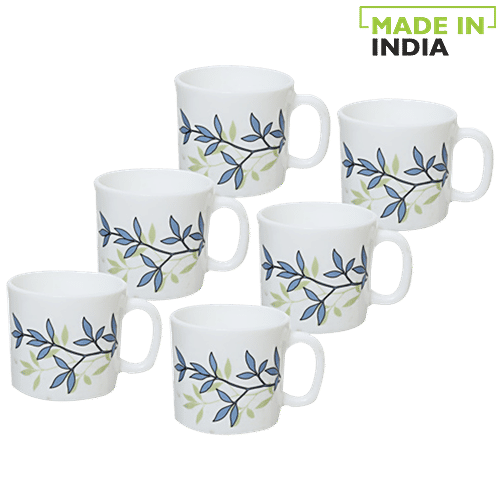 LaOpala Chai/Opalware Coffee Mug Set - Silken Charms, 180 ml (Set of 6) 