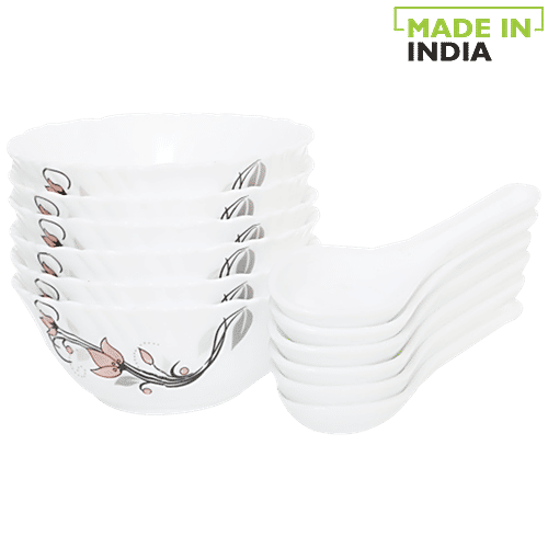 LaOpala Opalware Soup Set - Scarlet Blooms, 12 pcs  