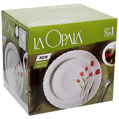 LaOpala Dinner Set - Opalware, Trinity Green, White, 23 pcs  Dishwasher Safe & Microwave Safe