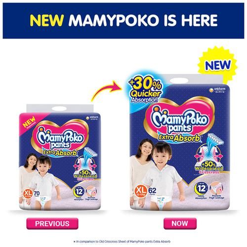 Mamypoko Pant Style Diapers - Extra Absorbent, Prevents Leakage, XL, 70 pcs  