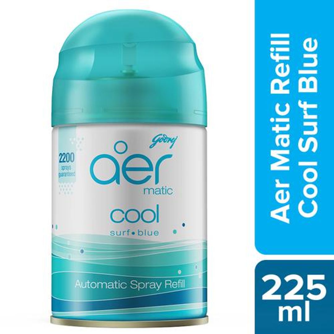 Godrej Aer Matic Refill, Automatic Room Fresheners - Cool Surf Blue, 225ml 