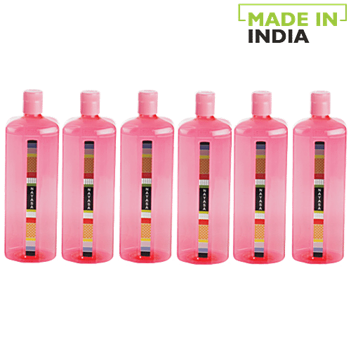 Nayasa Swat Pet Water Bottle - Pink, 1 L (Set of 6) 