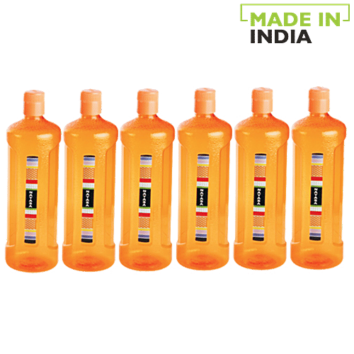 Nayasa Swat Pet Water Bottle - Orange, 1 L (Set of 6) 