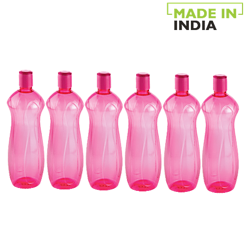 Nayasa Loopy Pet water Bottle - Pink, 1 L (Set of 6) 
