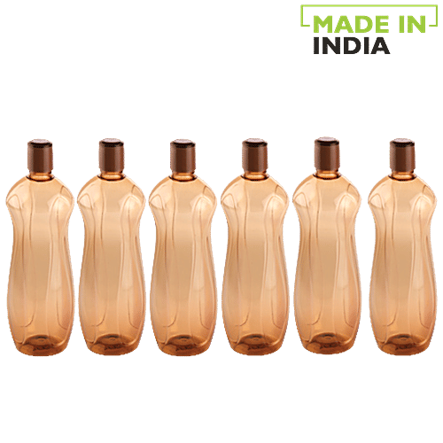 Nayasa Loopy Pet water Bottle - Amber, 1 L (Set of 6) 