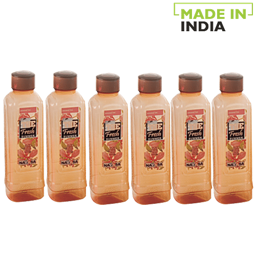 Nayasa Star Pet water Bottle - Amber, 1 L (Set of 6) 