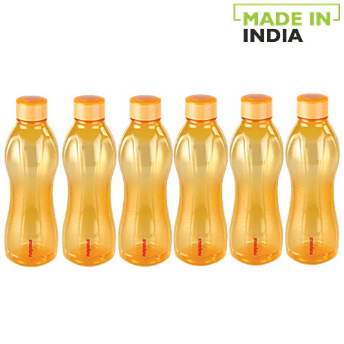 Nayasa Refresh Pet Water Bottle - Orange, 1 L (Set of 6) Leak Proof, Reusable