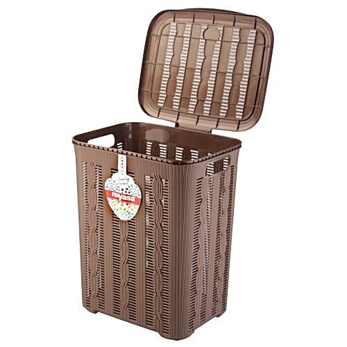 Buy Nayasa Knitting Laundry Basket Big, Brown, 1 pc Online at