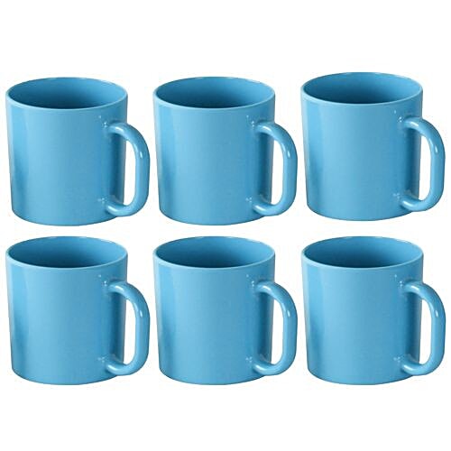 Iveo Chai/100% Melamine Smart Coffee Mug Set  - Blue, 185 ml (Set of 6) Microwave & Freezer Safe