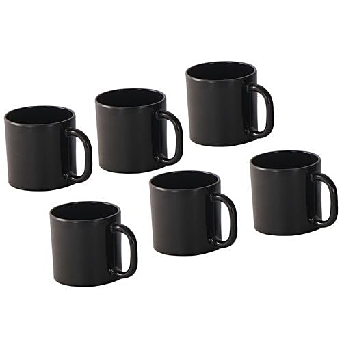 Iveo Coffee/Chai Cup Set - 110 ml - 100% Melamine - Black, set of 6 (Set of 6) Microwave & Freezer Safe