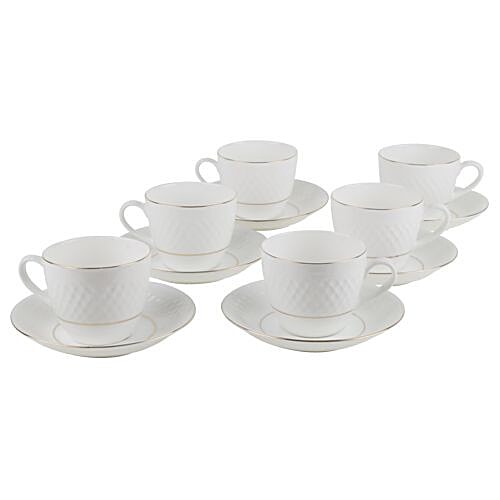 Buy BP Bharat Chai/Bonechina Tea/Coffee Cup & Saucer Emboss Gl Series