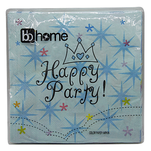 BB Home Paper Napkins - Happy Party, Blue, 20 pulls  