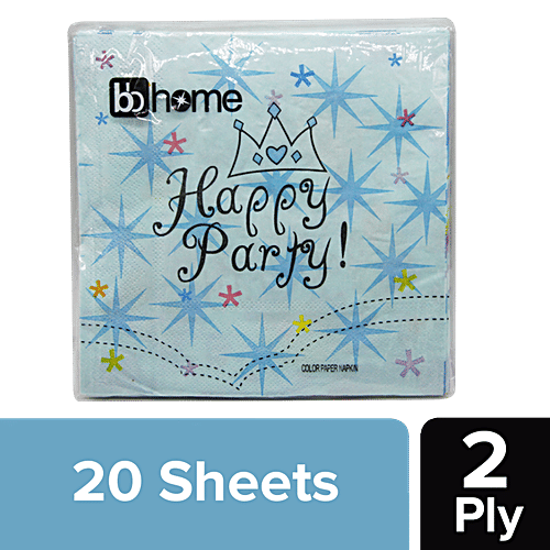 BB Home Paper Napkins - Happy Party, Blue, 20 pulls  