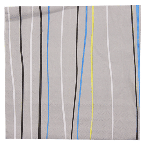 BB Home Printed Party Napkins - Stripes, Grey, 20 pcs  