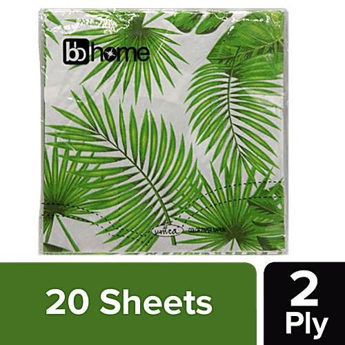BB Home Paper Napkins - Green Leaves, 20 pulls  