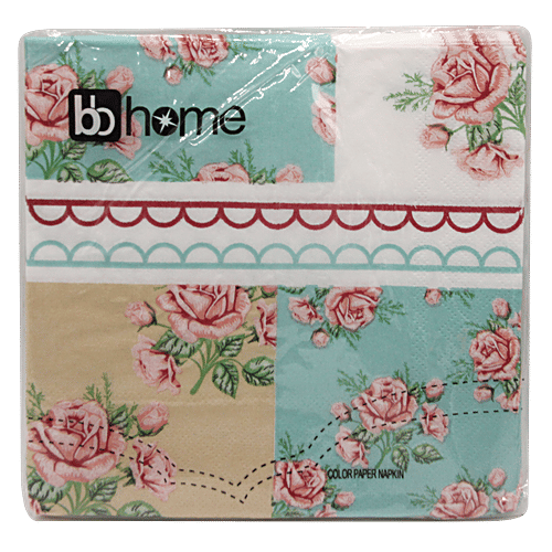 BB Home Paper Napkins - Floral, Multicolour, 20 pulls  