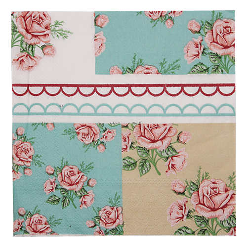 BB Home Paper Napkins - Floral, Multicolour, 20 pulls  
