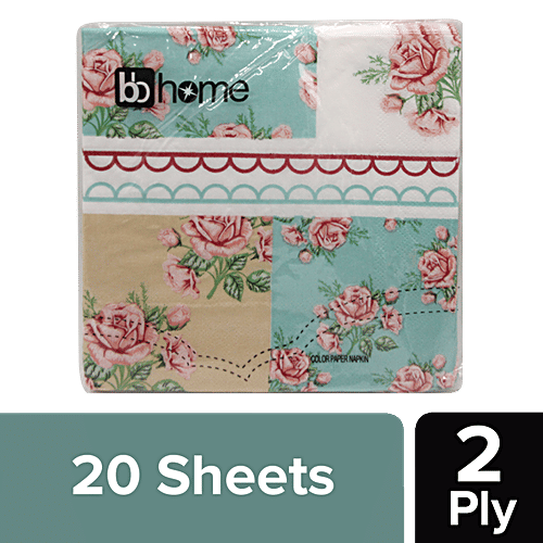BB Home Paper Napkins - Floral, Multicolour, 20 pulls  