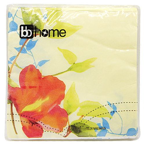 BB Home Paper Napkins - Floral Yellow, 20 pulls  