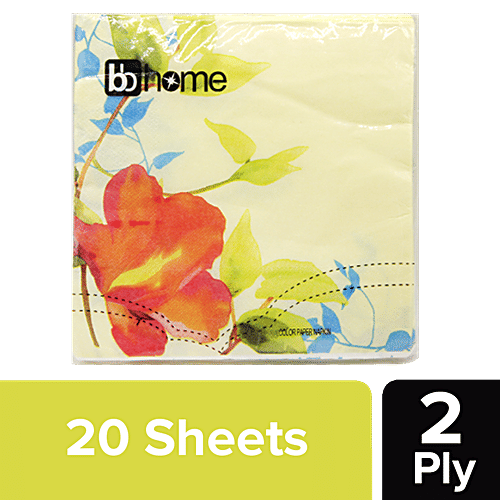 BB Home Paper Napkins - Floral Yellow, 20 pulls  