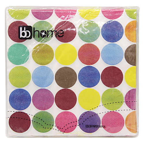 BB Home Paper Napkins - Circle, Multicolour, 20 Pulls  