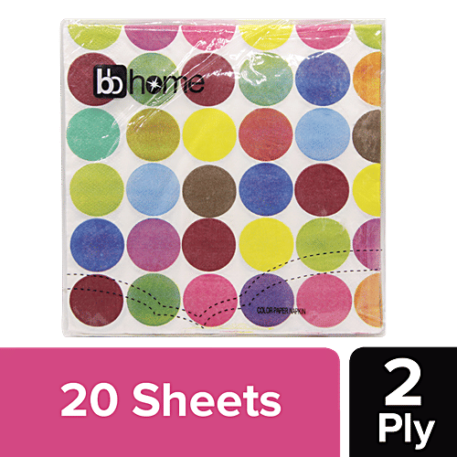 BB Home Paper Napkins - Circle, Multicolour, 20 Pulls  