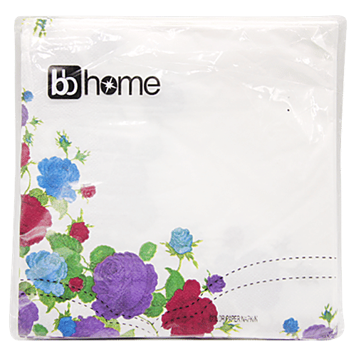 BB Home Paper Napkins - Floral Border, White, 20 Pulls  