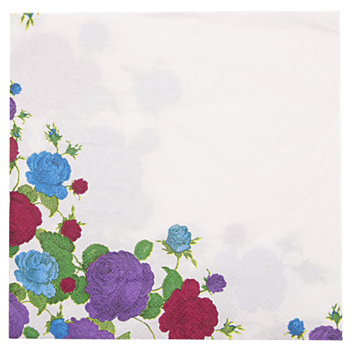 BB Home Paper Napkins - Floral Border, White, 20 Pulls  