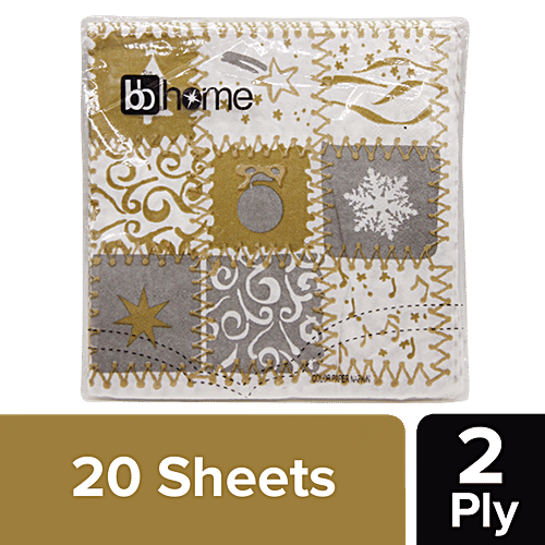 bb home Paper Napkins - Block Print, 20 Pulls  Water Based Ink, Environmental Friendly